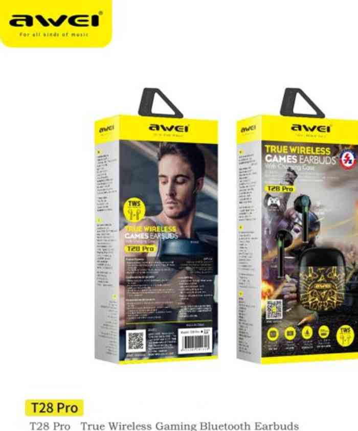 Awei T28 Pro TWS Wireless Earbuds Gaming Earphones